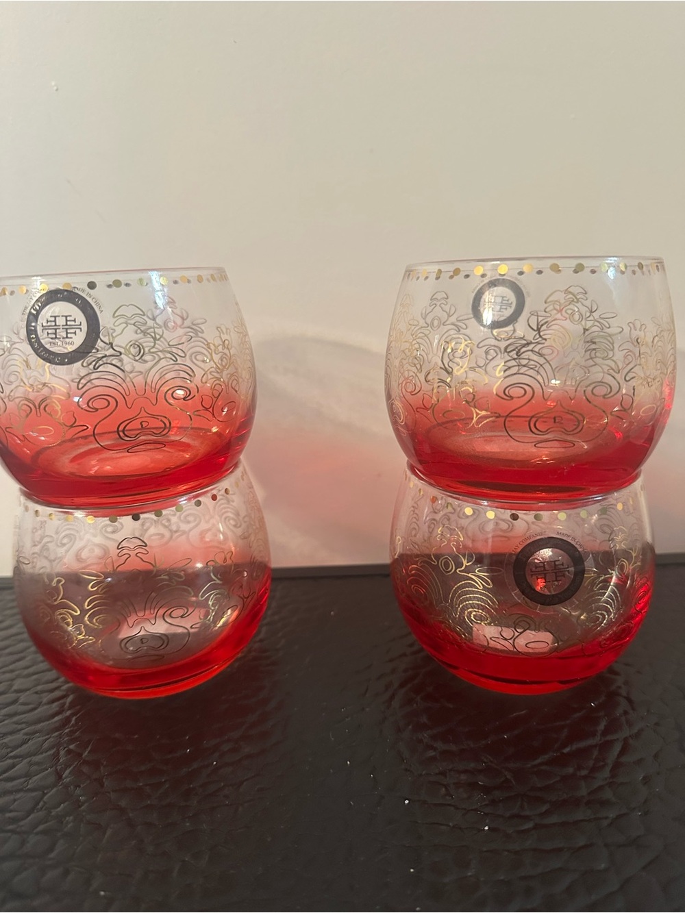 Red Gold Fitz And Floyd Cocktail Lowball Glasses
Set Of 4 EST 1960